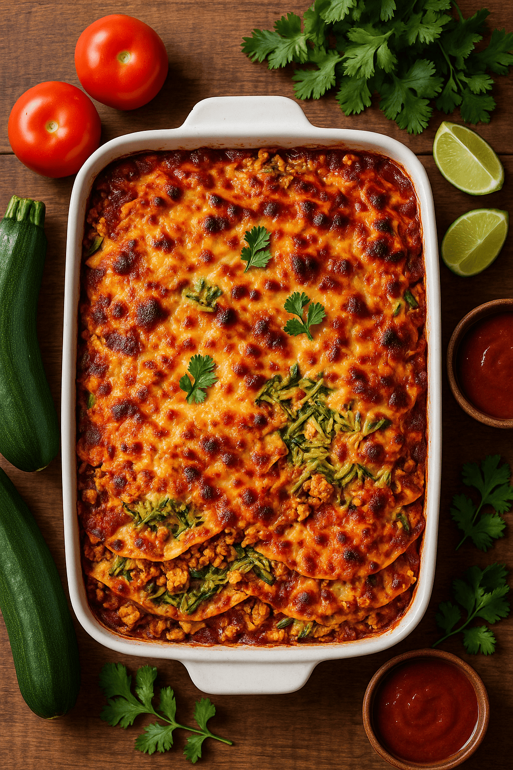 tofu zucchini enchilada casserole featured